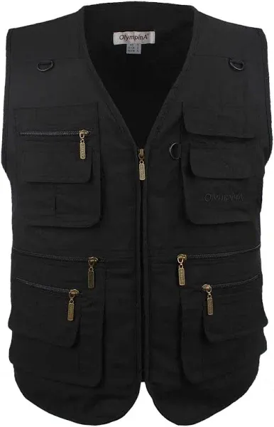 Men's Poplin Outdoors Travel Sports Multi-Pockets Work Fishing Vest