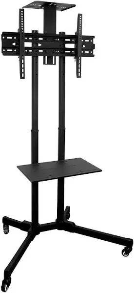 mount-it! Mobile TV Cart/Shelf Height Adjustable Black Fits 37 - 70&#034; Screens