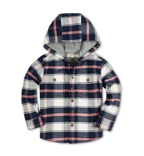 Hope & Henry Boys' Hooded Flannel Shirt Jacket