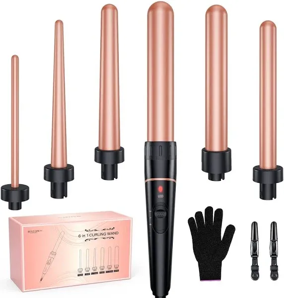 BESTOPE PRO 6 in 1 Curling Wand Set Long Barrel Wand Curling Iron Tested