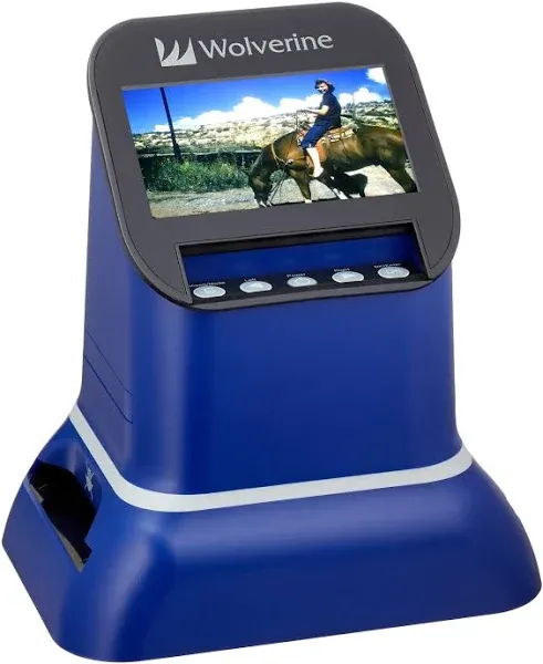 Wolverine F2D Saturn Digital Film & Slide Scanner - Converts 120 Medium Format, 127 Film, Microfiche, 35mm Negatives & Slides to Digital - 4.3" LCD, 16GB SD Card, Z-Cloth & HDMI Cable Included (Blue)