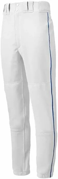 New Mizuno Youth Premier Piped Baseball Pant Long Elastic Bottom White/Red XXL