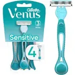 Gillette Venus Simply 3 Razors, Disposable, Sensitive - 4 razors