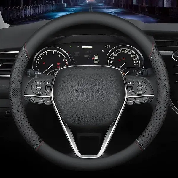 Nappa Premium Leather car Steering Wheel Cover Non-Slip Breathable Universal ...