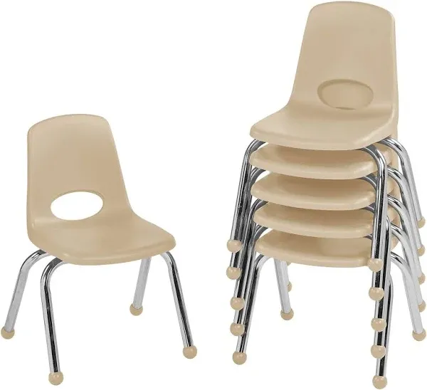 Factory Direct Partners 12 in. Stack Chair with Ball Glide (6 in., Sand, 6-Pack)