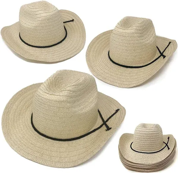 Podzly Adult Western Straw Hats with Band