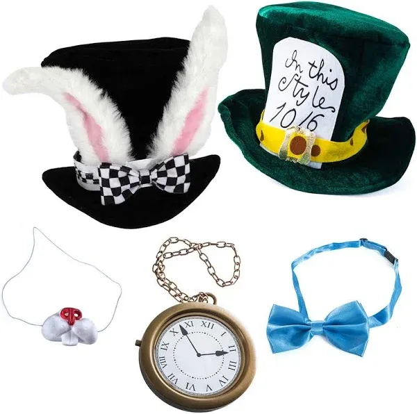 Tigerdoe Rabbit Costume - 5 PC Set - White Rabbit Costume - Mad Hatter Costume -