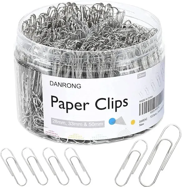 650 PCS Paper Clips Assorted Sizes, Small Medium and Large (1.1", 1.3" & 2"), Paperclips for Office, School, Home Supplies-Silver