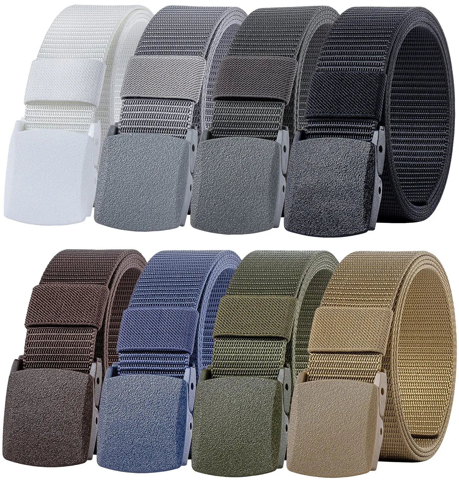 8 Pack Nylon Military Tactical Plastic Buckle Belt Webbing Canvas Outdoor Web...