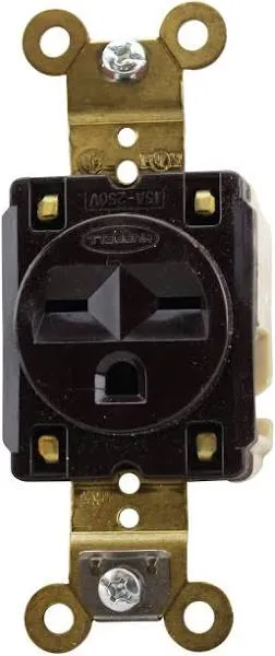 Hubbell Single Receptacle 15A 250V Brown