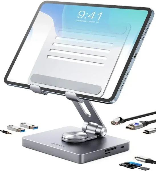 BYEASY USB C Hub Stand 8 in 1 Laptop Docking Station Type-C Tablet Stand with Hdmi