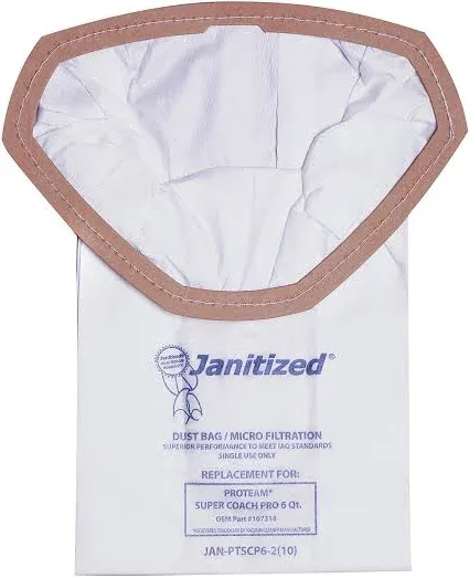 Janitized Vacuum Filter Bags Designed to Fit ProTeam Super Coach Pro 6/GoFree Pro JANPTSCP62