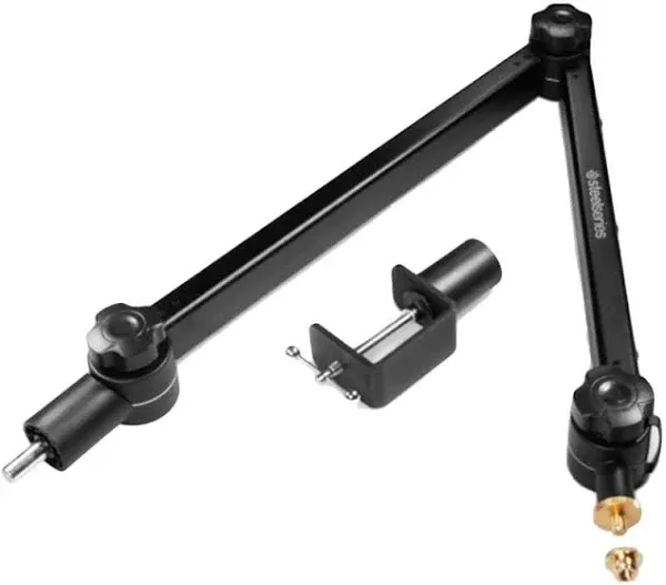 SteelSeries Alias/Alias Pro Mic Boom Arm — For Gaming, Streaming, and Podcasting — 360° Rotation — Desk Clamp — Folding Scissor Design — Hidden Springs — Cable Management — 3/8" and 5/8" Adapters