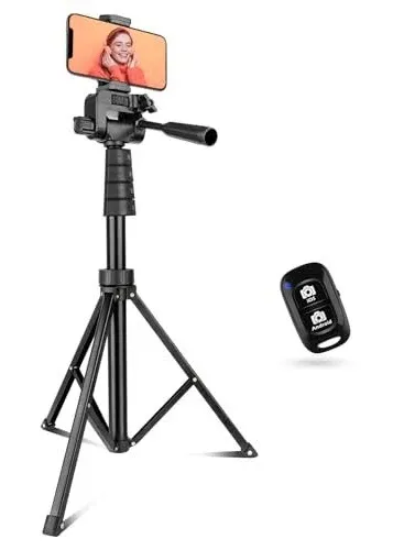  67&#034; Phone Tripod&amp;Camera Stand, Selfie Stick Tripod with Remote and Phone 67-in