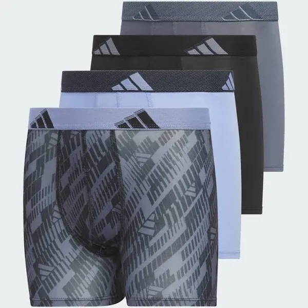 Adidas Youth Microfiber Graphic 4-Pack Boxer Brief, Black/Blue Spark/Grey / S