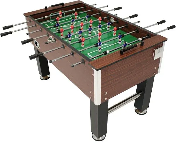 Sunnydaze Foosball Table with Folding Drink Holders - Faux Wood Brown