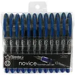 Thornton's Office Supplies Disposable Fountain Pens, Medium Point, Blue Ink, Pack of 12