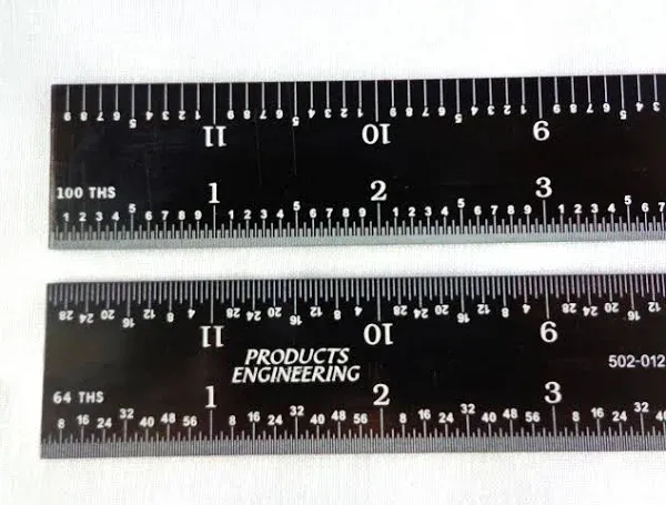 PEC Tools 24" 5R rigid black chrome,"High Contrast" machinist ruler with markings 1/10", 1/100", 1/32" and 1/64"