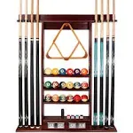 GSE Games & Sports Expert Pool Cue Stick Hanging Wall Mounting Rack with Score Counter,Hold 8 Pool Cue Stick ,Billiard Ball and Rack Brushed Grey