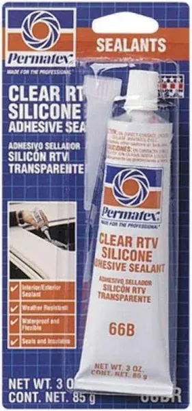 Permatex 80050 Clear RTV Silicone Adhesive Sealant 3 oz Tube