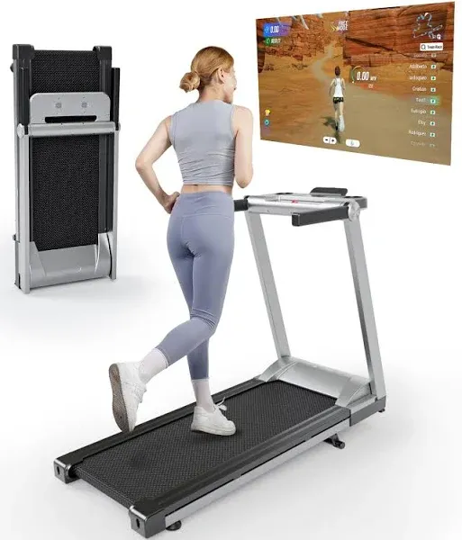 DeerRun Incline Treadmills for Home, Folding Treadmill for Walking, Running & Jogging, 3.5 HP Compact Raceable Treadmill with 350 LBS, Bluetooth Enable