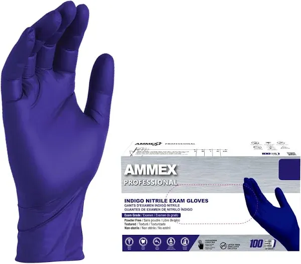 Ammex Indigo Nitrile Powder Free Exam Gloves