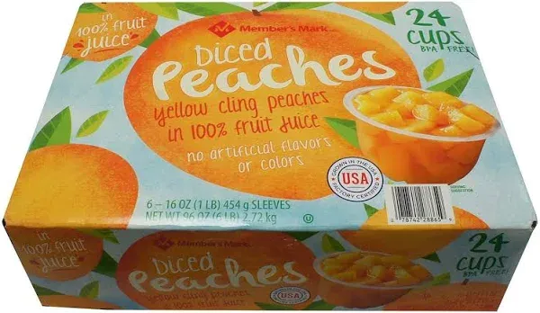 Member&#039;s Mark Diced Peaches in 100% Fruit Juice Peach (4 oz, 24 count)