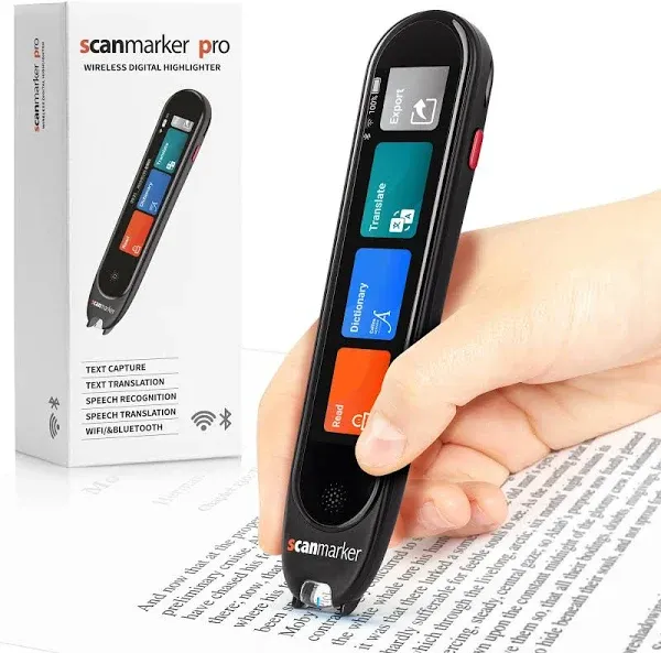 Scanmarker Pro Pen Scanner - Wireless OCR Digital Highlighter and Reader - Black