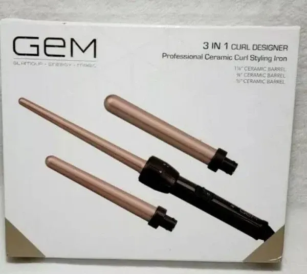 GEM 3 in 1 Curl Designer Professional Ceramic Curler Styling Iron