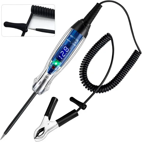 Automotive Test Light 3-60V DC Digital LED Circuit Tester, Heavy Duty Light Tester with Voltmeter, Auto Bidirectional Voltage Tester Electric Test Pen