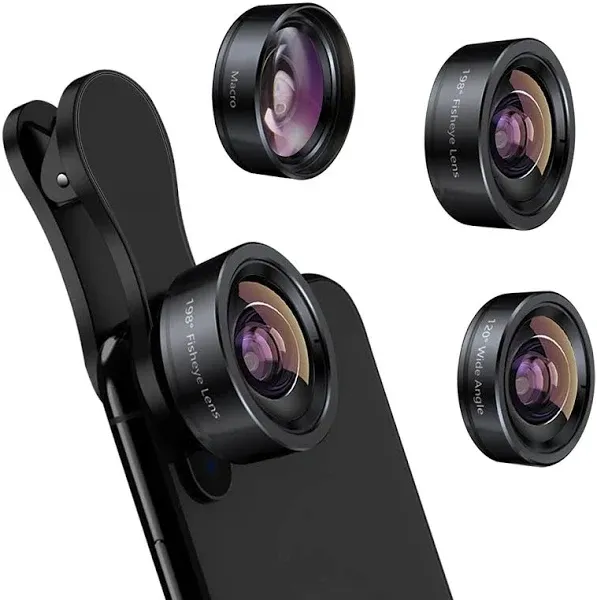 KEYWING Phone Camera Lens 3 in 1 Phone Lens Kit, 198 Fisheye Lens + 120 Super Wi