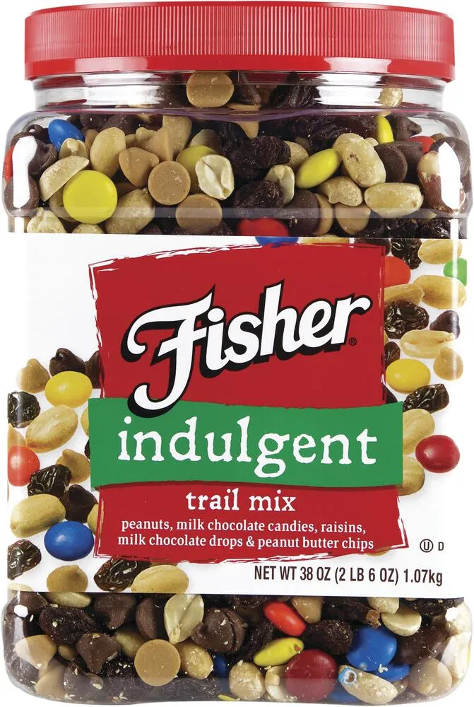 Fisher Snack Indulgent Trail Mix 38 Ounces Peanuts Milk Chocolate Candies