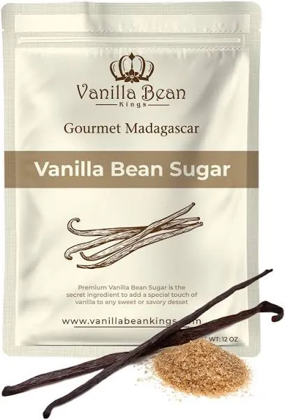 Organic Vanilla Bean Sugar - Made with Real Madagascar Vanilla Pods & Pure Cane Sugar - for Cooking, Baking, & Additional Flavoring - A Sweet