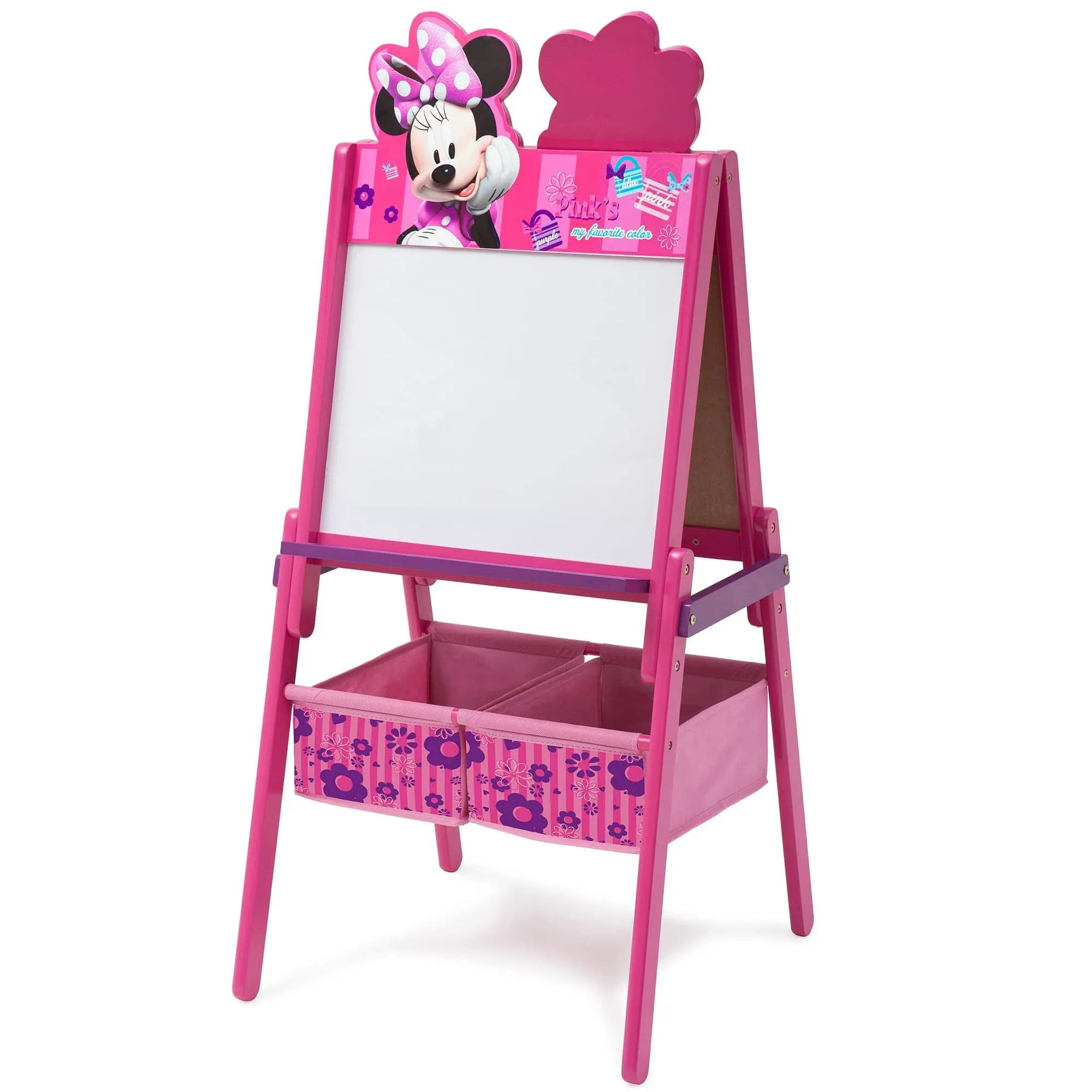 Delta Children Minnie Mouse Wooden Double Sided Activity Easel with Storage