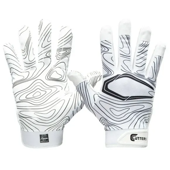 CUTTERS Game Day Elite Youth Football Receiver Gloves ~ White ~ (L/XL)  NEW