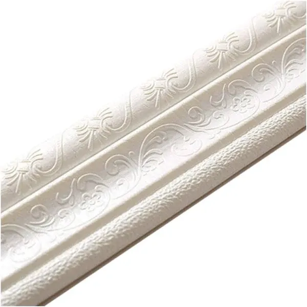 90"x 3" Self Adhesive Flexible Foam Molding Trim, 3D Sticky Decorative Wall Lines Wallpaper Border for Home, Office, Hotel DIY Decoration, White