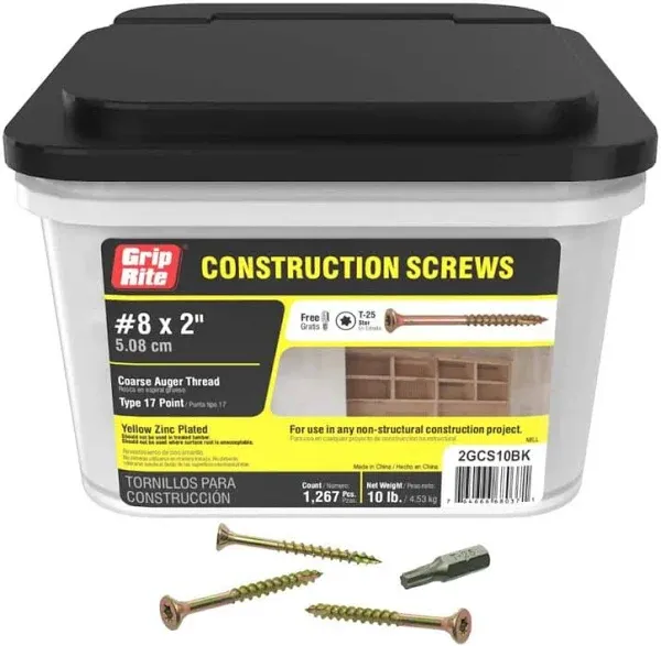 Grip-Rite 8 x 2 in. Construction Screw (10 Lb.-Box)