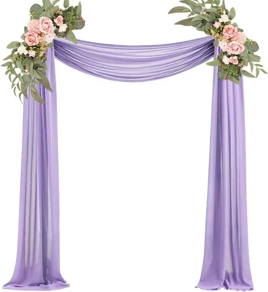 Lavender Wedding Arch Draping Fabric 29" X 20FT Chiffon Fabric Sheer Drapes for Wedding Ceremony Arbor Party Handrail Stairs Swag Fabric Decoration | Lavender Tulle Fabric 1 Panel