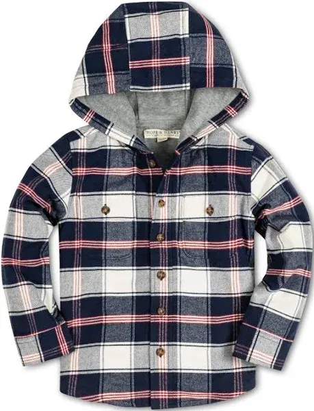 Hope & Henry Boys' Hooded Button Down Jacket with Elbow Patches