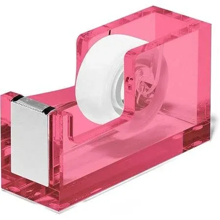 OfficeGoods Modern Acrylic Tape Dispenser - Non-Slip Rubber Holder Bottom- Appealing Design, Perfect for Home, School or Office Desk - Holds Small, Standard, Large Tape Rolls - Blue