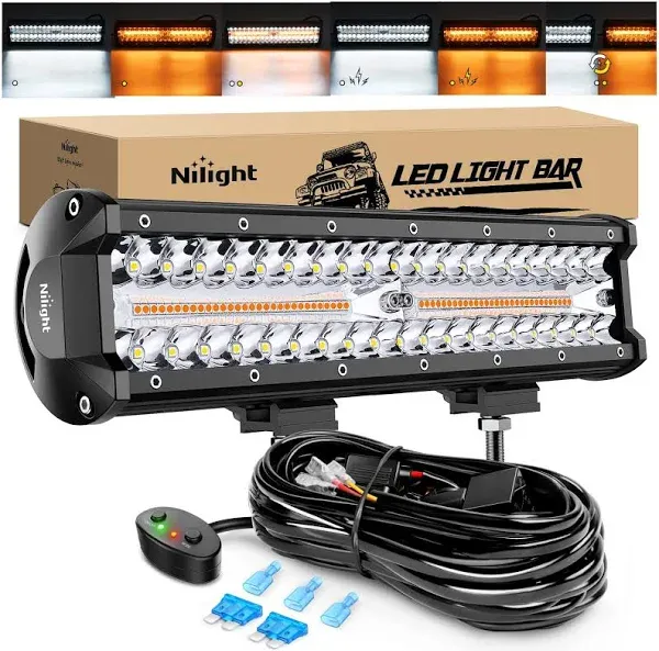 12&#034; 300W Amber White LED Light Bar Spot Flood Fog Driving Lamps Off Road ATV SUV