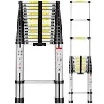 FAHKNS Telescoping Ladder 20.3 ft, Extension Aluminum Alloy Folding Telescopic Ladder with Locking Mechanism, Multi-Purpose Collapsible Ladder for