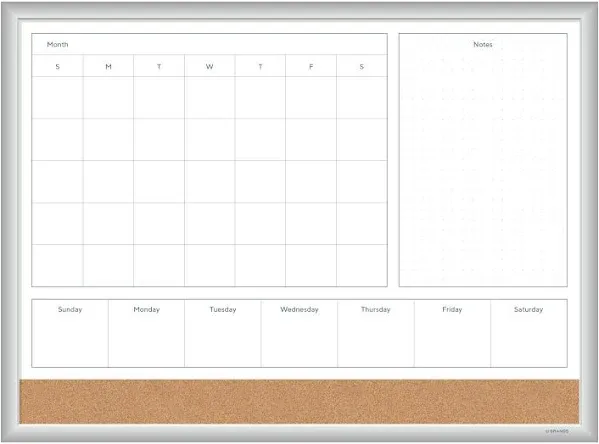 Smead 3890U00-01 4n1 Magnetic Dry Erase Combo Board, 24 X 18, White/natural