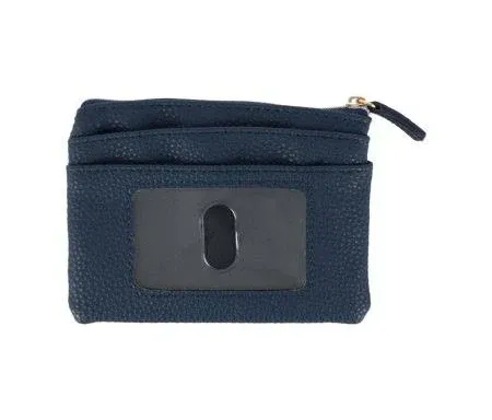 Buxton Women's Solid Color Vegan Leather Large ID Coin Case, Deep Blue