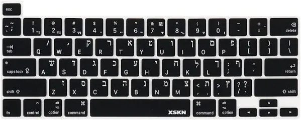 XSKN Hebrew Silicone Keyboard Cover Skin for Touch Bar Macbook Pro 13.3/16 inch