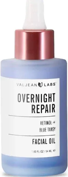 Valjean Labs Overnight Repair Facial Oil | Retinol and Blue Tansy | Helps to Even Skintone, Calm and Soothe Redness | Cruelty Free, Vegan, Made in USA (1.83 oz, 2 Pack)