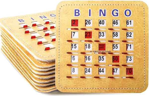 GSE Games & Sports Expert 5Ply Stitched Shutter Bingo Cards, Finger-Tip Shutter Slide Bingo Cards, Easy-Read Large Print Bingo Cardboard with Sliding Windows (200-Pack)