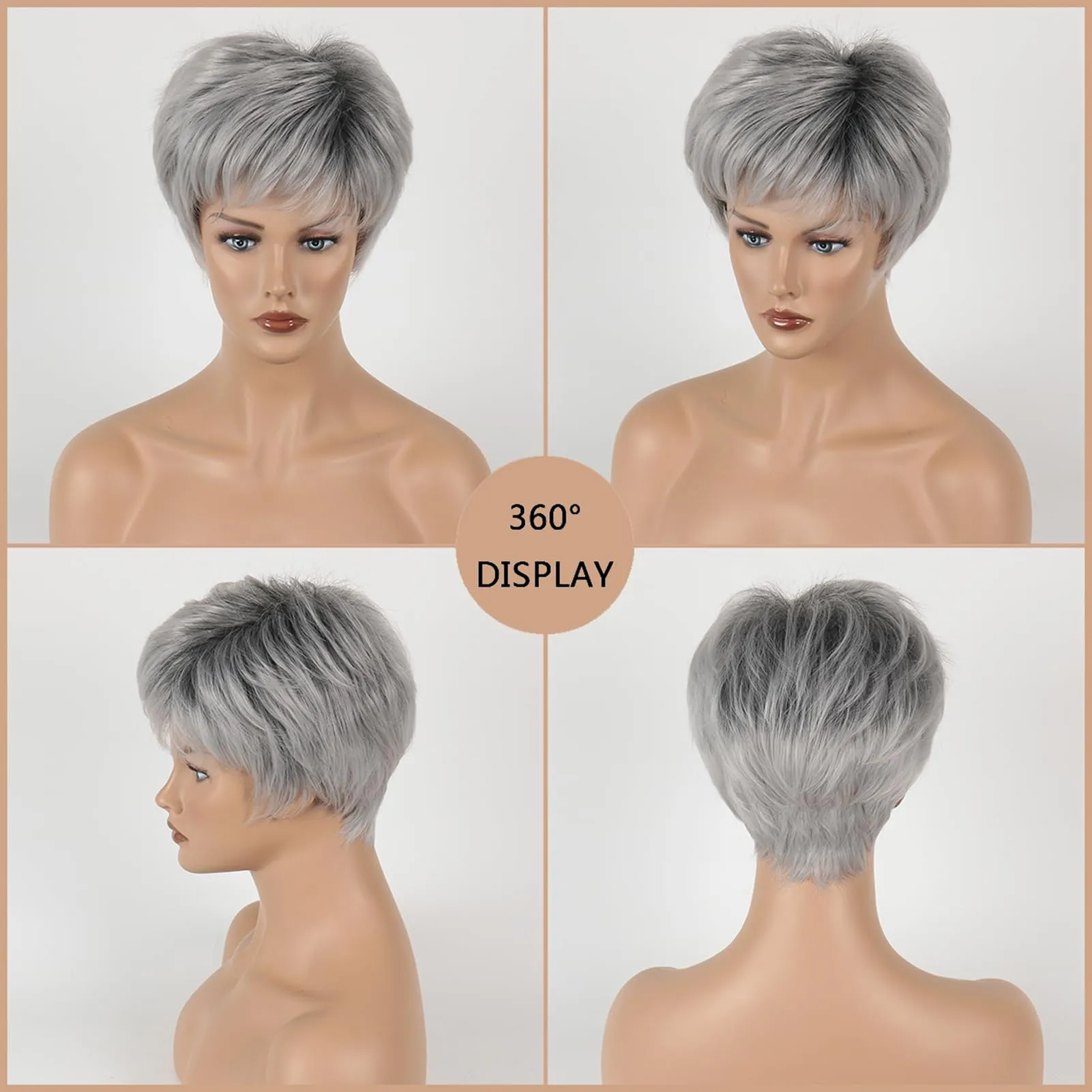 Casey WhisperLite Wig Short Ultra-Chic Pixie Wig with Neat Straight Layers / Multi-tonal Shades of Blonde Silver Brown and Red 2025 - US $22.99