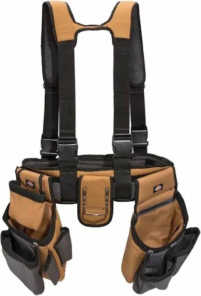 Dickies 4-Piece Carpenter&#039;s Rig, Padded Tool Belt Suspenders, Cooling Mesh, T...