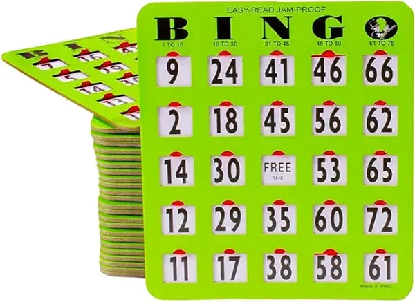 Jam-Proof Easy-Read Large Print Fingertip Bingo Cards with Sliding Windows - ...